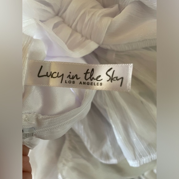 LUCY IN THE SKY Womens style NEIA RUFFLE white flowy dress small - Picture 6 of 8